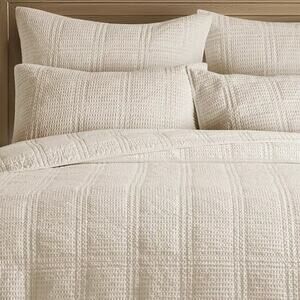 Levtex Cloud Waffle Textured 3 Piece Quilt Set Cream Full/Queen